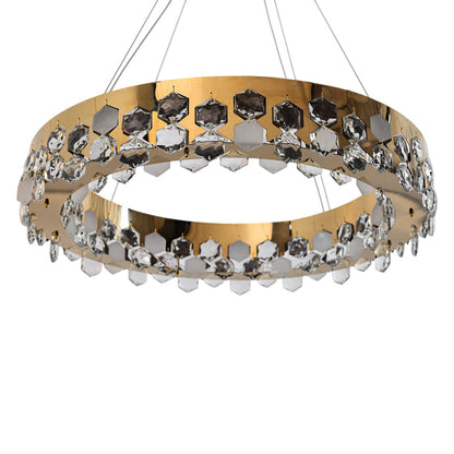 Cressida LED Chandelier, Stainless Steel, 70×70cm - Solitaire Gold-نجفة ليد كريسيدا، استانلس ستيل، 70×70 سم - سوليتير ذهبي