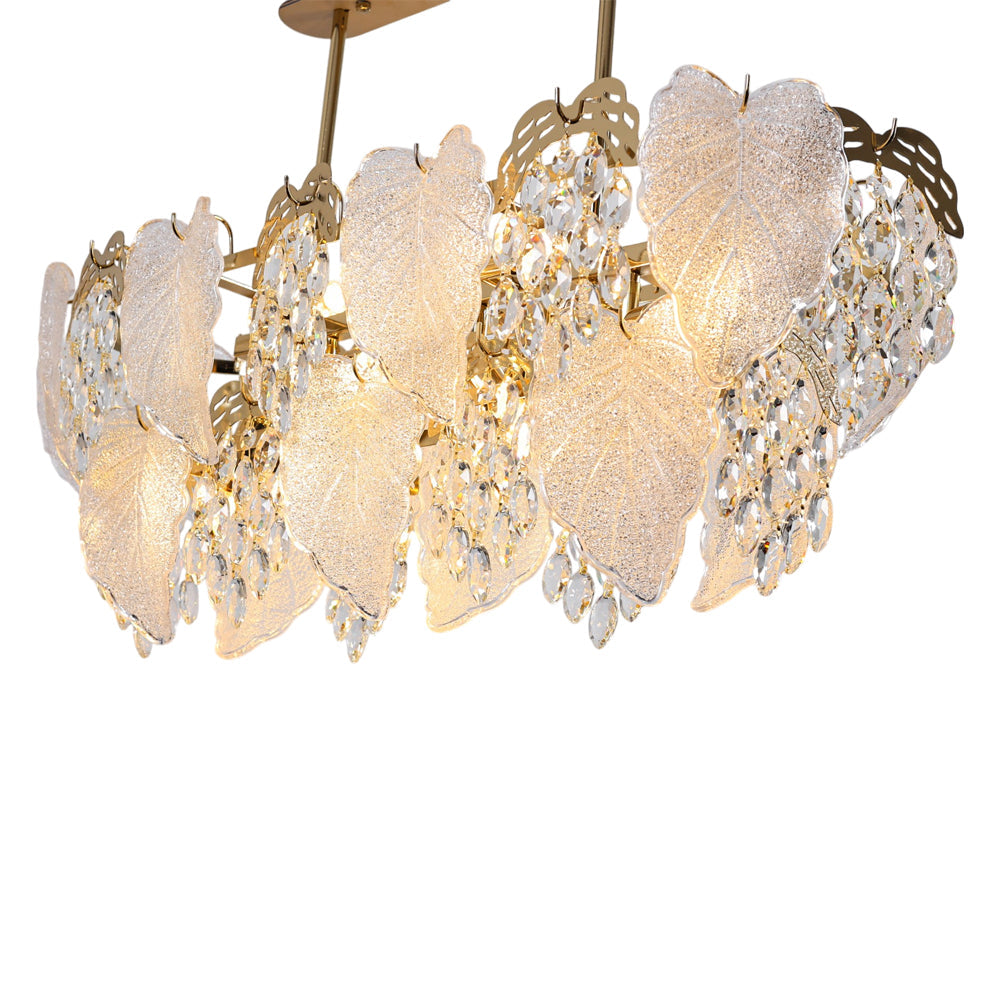 Orlaya Chandelier, 10 Lights, Metal, 90×35×65cm - Solitaire Gold-نجفة أورلايا، 10 لمبة، معدن، 90×35×65 سم - سوليتير ذهبي