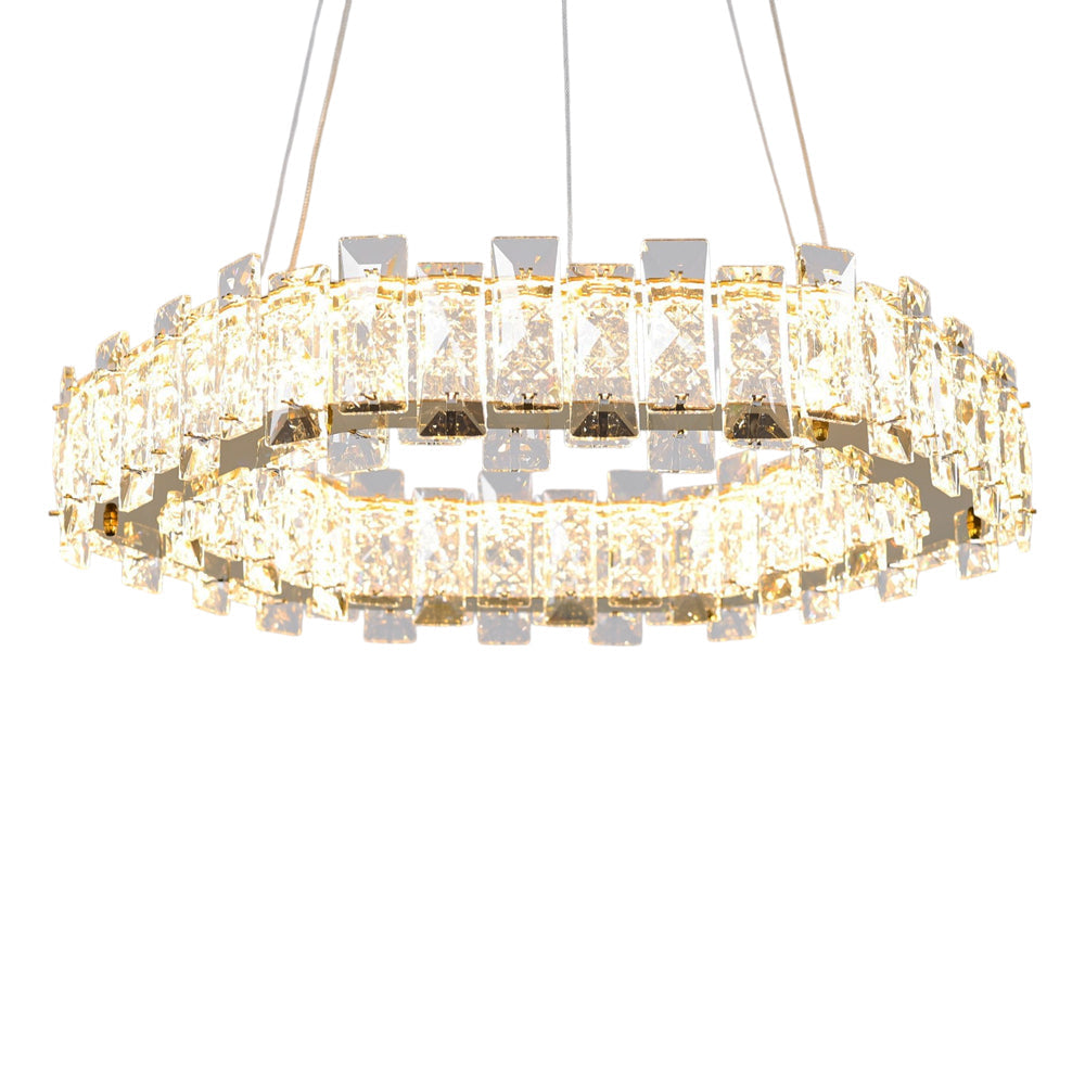 Lunessa LED Chandelier, Stainless Steel, 70×70cm - Solitaire Gold-نجفة ليد لونيسا، استانلس ستيل، 70×70 سم - سوليتير ذهبي
