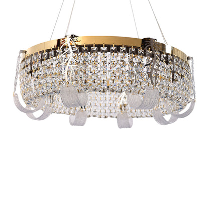 Rovella LED Chandelier, Stainless Steel, 70×80cm - Solitaire Gold-نجفة ليد روفيلا، استانلس ستيل، 70×80 سم - سوليتير ذهبي