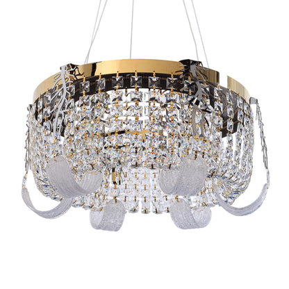 Rovella LED Chandelier, Stainless Steel, 70×80cm - Solitaire Gold-نجفة ليد روفيلا، استانلس ستيل، 70×80 سم - سوليتير ذهبي
