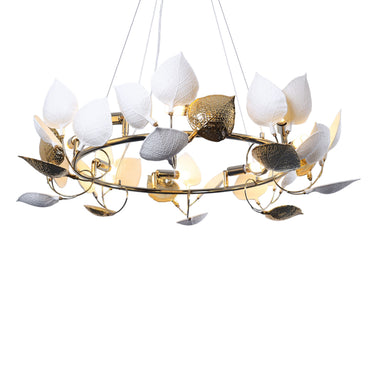 نجفة واير ورق شجر، 8 لمبة، معدن، 80×80 سم سوليتير ذهبي 5796 من قنديل مصر - Leaves Wire Chandelier, 8 Lights, Metal, 80×80cm, Solitaire Gold 5796|Kandil Egypt