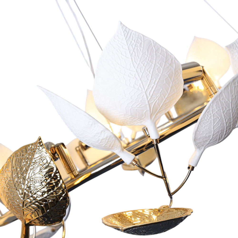 نجفة واير ورق شجر، 8 لمبة، معدن، 80×80 سم سوليتير ذهبي 5796 من قنديل مصر - Leaves Wire Chandelier, 8 Lights, Metal, 80×80cm, Solitaire Gold 5796|Kandil Egypt