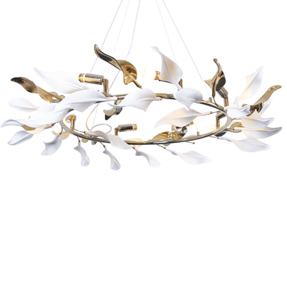 نجفة واير ورق شجر، 8 لمبة، معدن، 80×80 سم سوليتير ذهبي 5795 من قنديل مصر - Leaves Wire Chandelier, 8 Lights, Metal, 80×80cm, Solitaire Gold 5795|Kandil Egypt