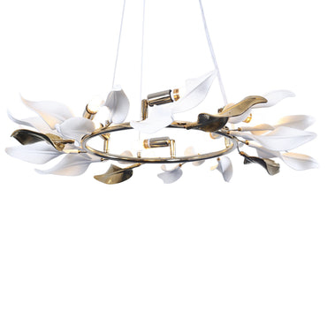 نجفة واير ورق شجر، 8 لمبة، معدن، 80×80 سم سوليتير ذهبي 5795 من قنديل مصر - Leaves Wire Chandelier, 8 Lights, Metal, 80×80cm, Solitaire Gold 5795|Kandil Egypt