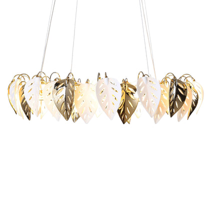 نجفة واير ورق شجر، ليد، معدن، 80×80 سم سوليتير ذهبي 5799 من قنديل مصر - Leaves Wire Chandelier, LED Lights, Metal, 80×80cm, Solitaire Gold 5799|Kandil Egypt