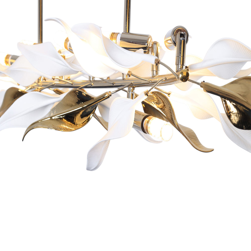 نجفة ورق شجر، 7 لمبة، معدن، 80×110 سم سوليتير ذهبي 5795 من قنديل مصر - Leaves Chandelier, 7 Lights, Metal, 80×110cm, Solitaire Gold 5795|Kandil Egypt