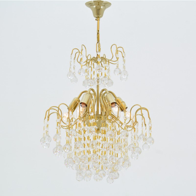 Shadow Chandelier, 6 Lights, Metal, 40×50cm - Solitaire Gold-نجفة شادو، 6 لمبة، معدن، 40×50 سم - سوليتير ذهبي