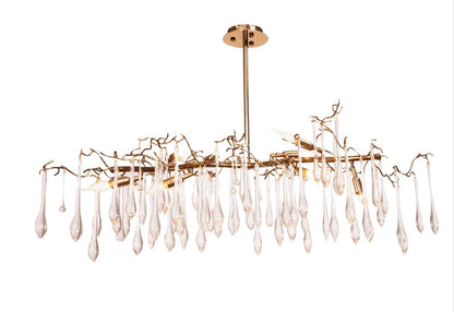 Chandelier oval branches 135 x 45 cm 5458 with glass Solitaire Gold