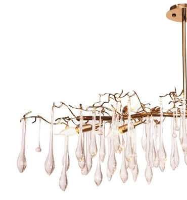Oval Branches Chandelier, 10 Lights, 45×135cm - Solitaire Gold