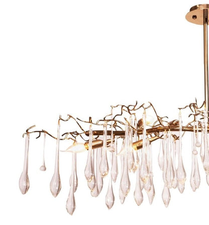 Chandelier oval branches 135 x 45 cm 5458 with glass Solitaire Gold