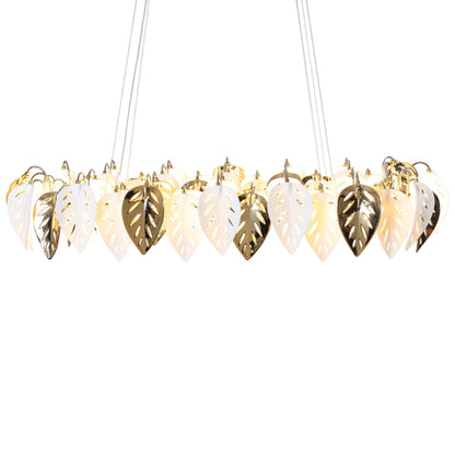 Leaves Wire Chandelier, LED Lights, Metal, 80×90×40cm, Solitaire Gold - 5799