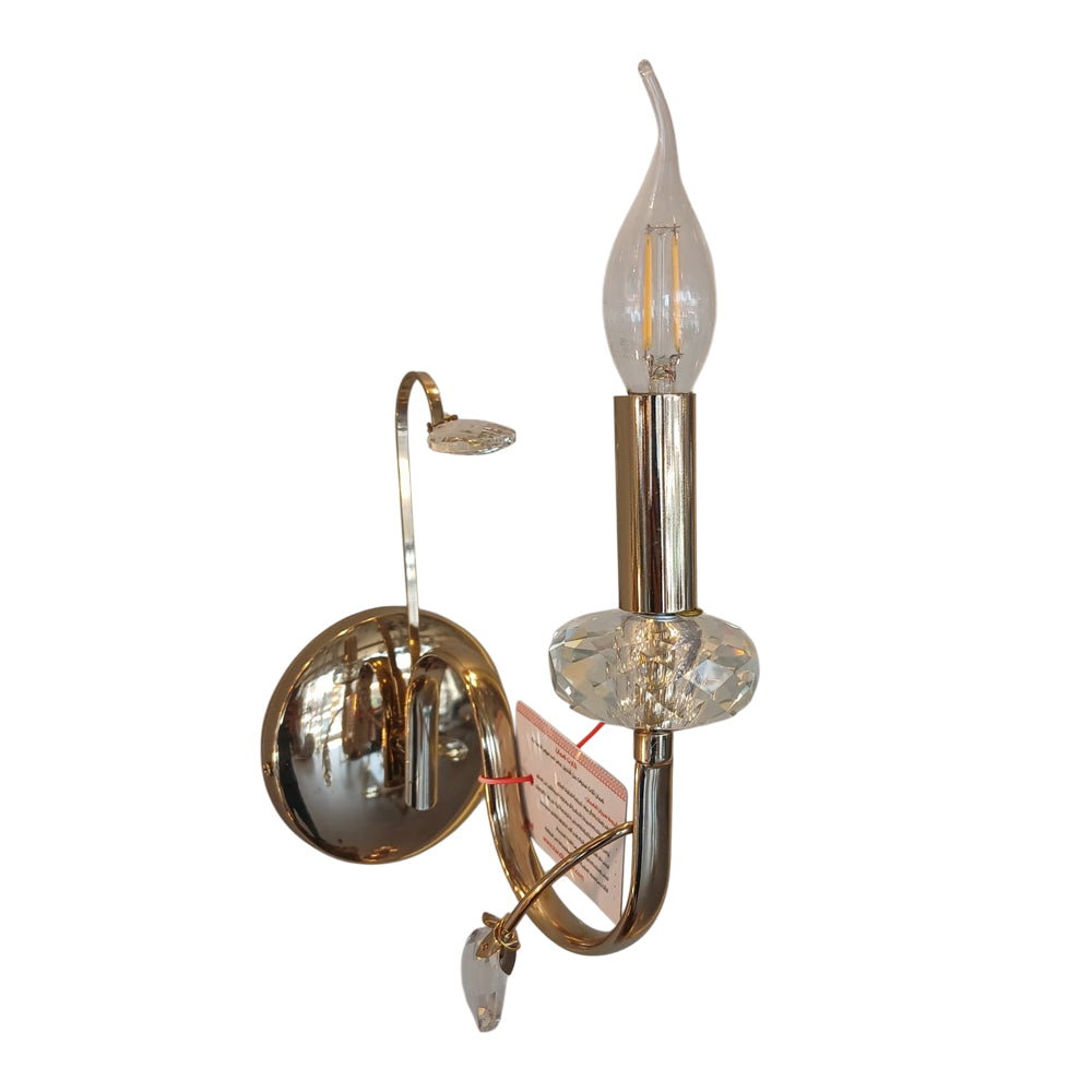 Camellia Wall Lamp, 1 Lights, Metal, 12×24cm - Solitaire Gold-ابليك كاميليا، 1 لمبة، معدن، 12×24 سم - سوليتير ذهبي