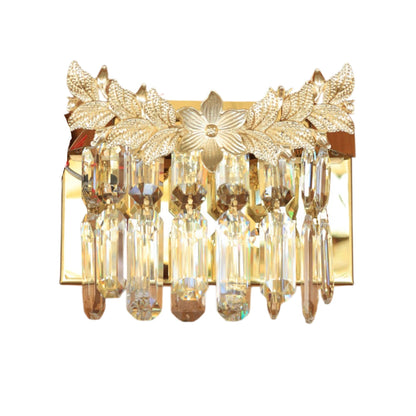 Crystal Falls Wall Lamp, LED, Stainless Steel, 22×15cm - Gold - ابليك شلالات الكريستال، ليد، استانلس ستيل، 22×15 سم - ذهبي