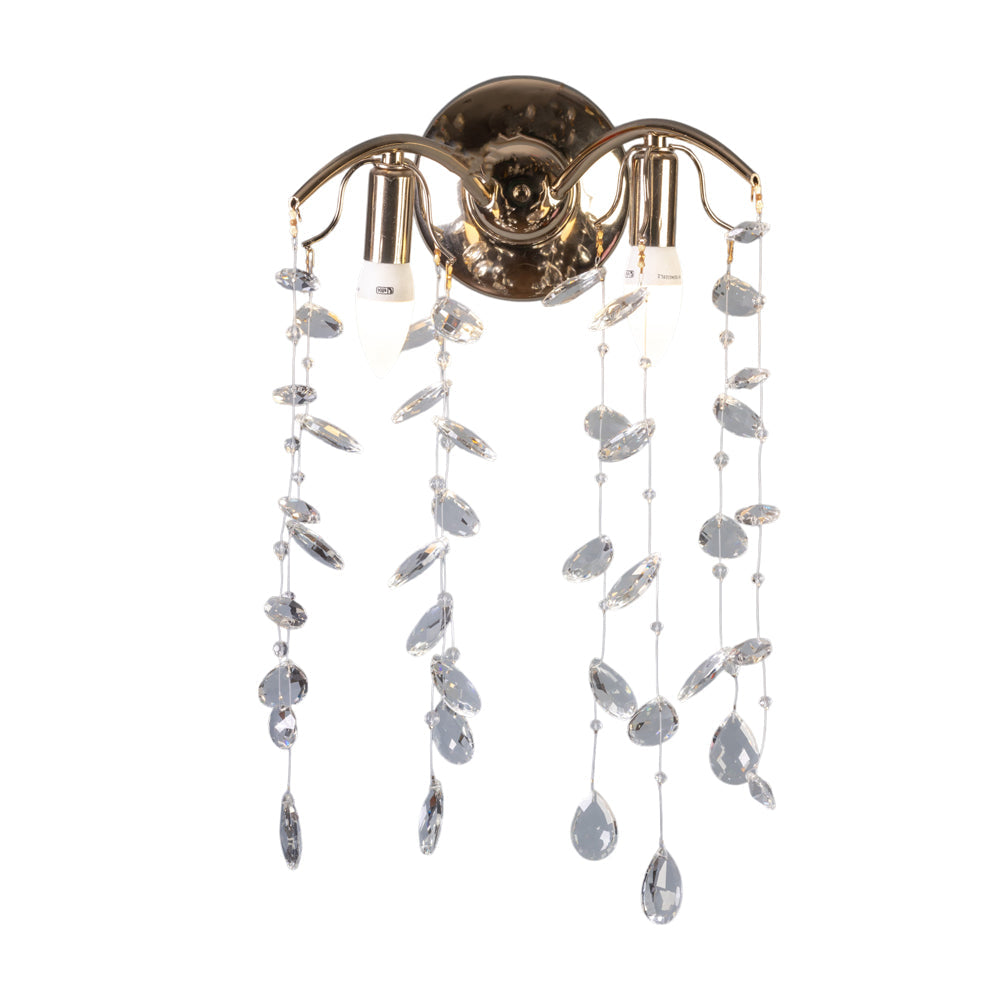 Glacia Wall Lamp, 2 Lights, Metal, 15×22×40cm - Solitaire Gold-ابليك جلاسيا، 2 لمبة، معدن، 15×22×40 سم - سوليتير ذهبي