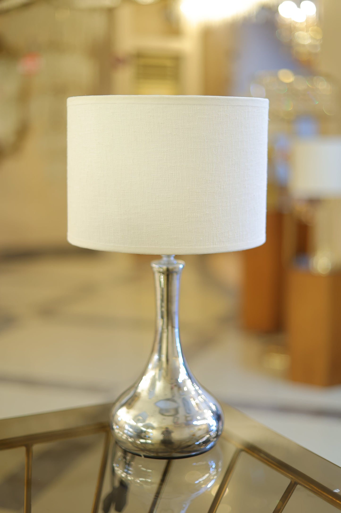 أباجورة، 1 لمبة، معدن، 25×45 سم كروم من قنديل مصر - Table Lamp, 1 Light, Metal, 25×45cm Chrome|Kandil Egypt