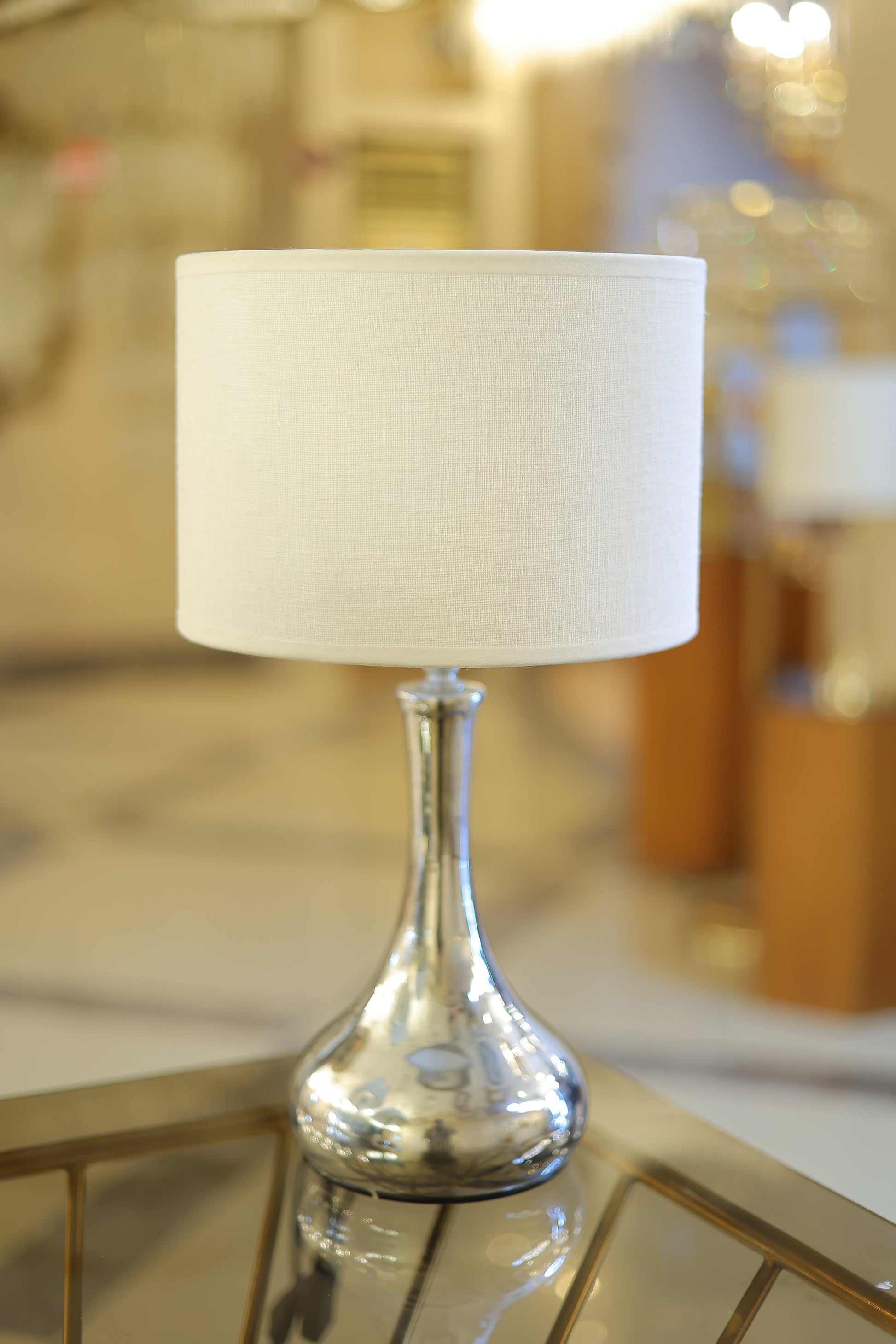 أباجورة، 1 لمبة، معدن، 25×45 سم كروم من قنديل مصر - Table Lamp, 1 Light, Metal, 25×45cm Chrome|Kandil Egypt