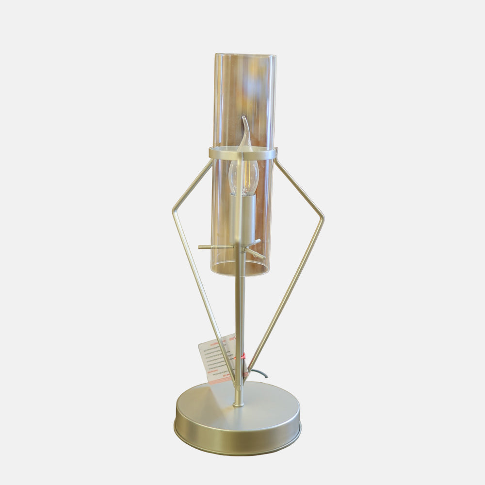 أباجورة أوليفيا، 1 لمبة، معدن، 17×45 سم شامبين من قنديل مصر - Olivia Table Lamp, 1 Light, Metal, 17×45cm Champagne|Kandil Egypt