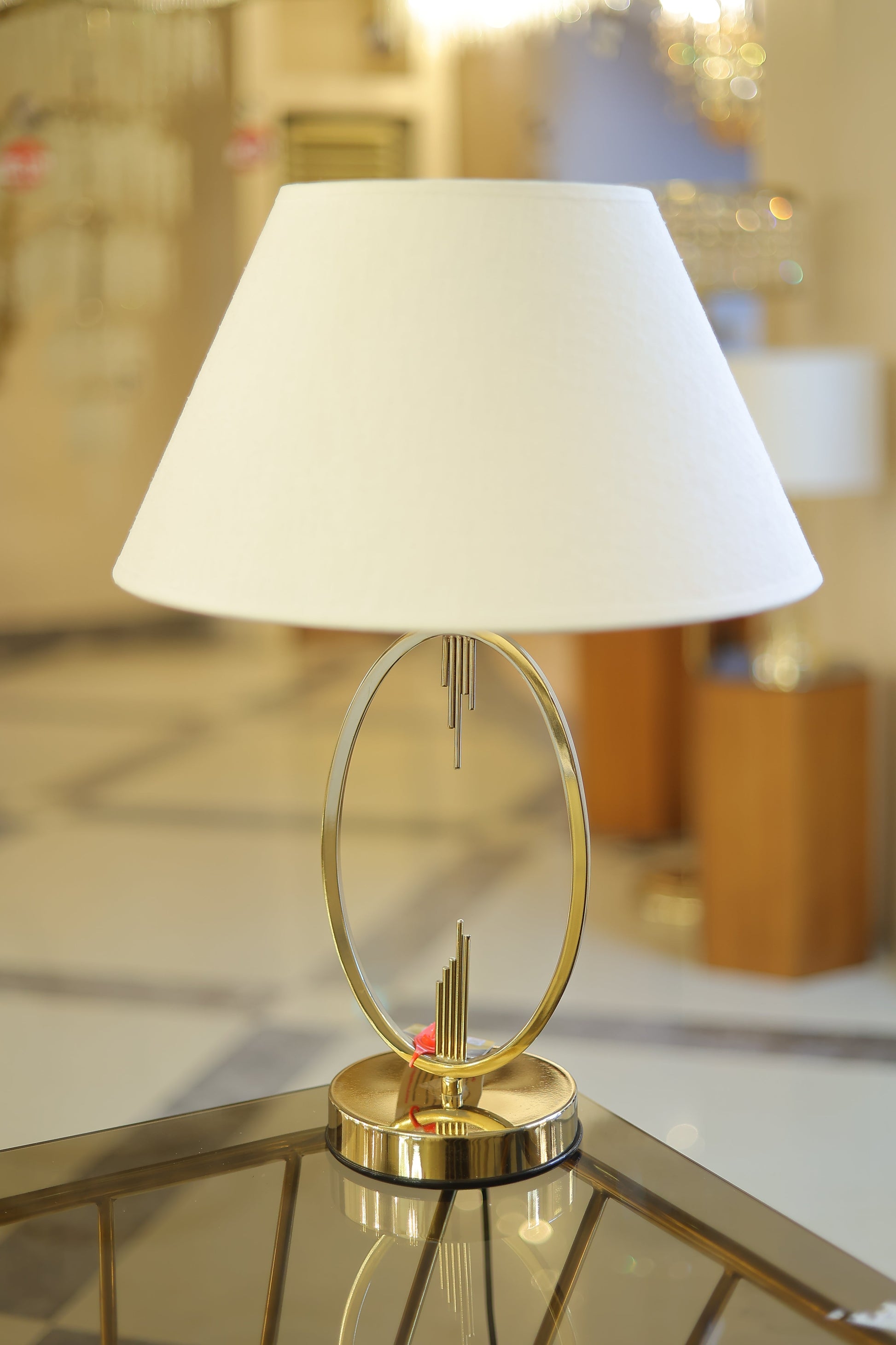 Oval Table Lamp, 1 Lights, Metal, 40×58cm - Solitaire Gold - أباجورة، 1 لمبة، معدن، 40×58 سم - سوليتر ذهبي