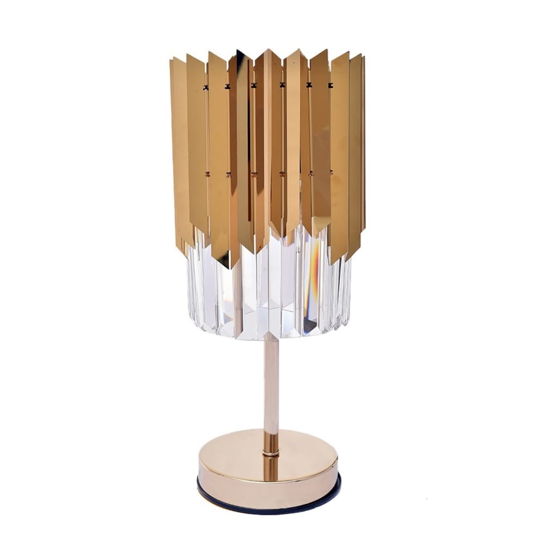 Table lamps stainless steel lamp with crystal and coated with solitizer gold