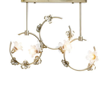 Striped 6-Light Rose Solitaire Gold Pendant