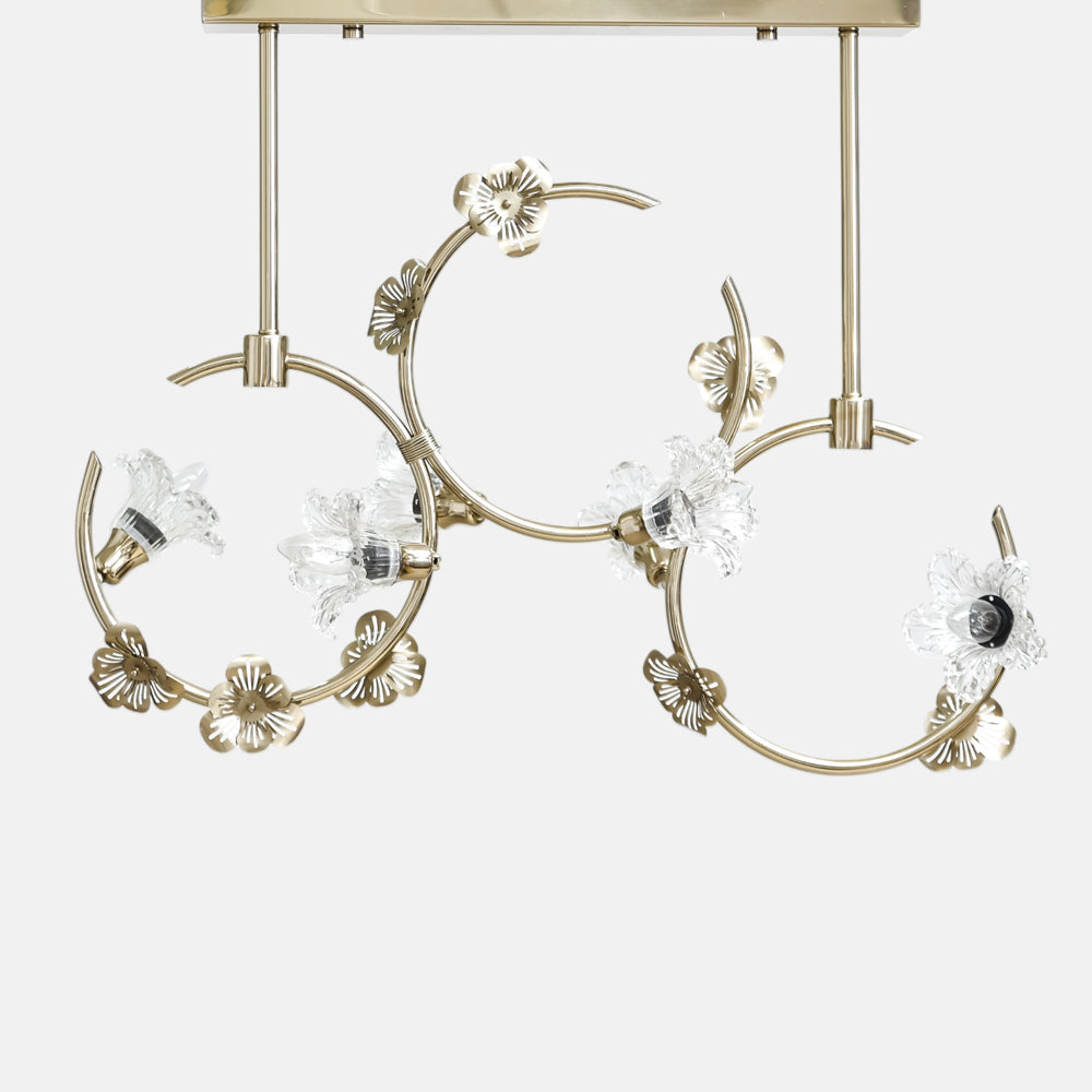 Striped 6-Light Rose Solitaire Gold Pendant