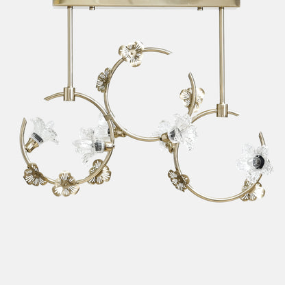 Striped 6-Light Rose Solitaire Gold Pendant