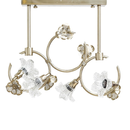 Striped 4-Light  Rose Solitaire Gold Pendant