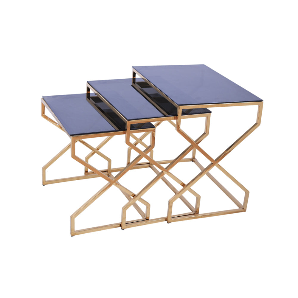 Table, stainless steel, 60+50×40cm Gold PVD - ترابيزه، استالس ستيل، 60+50×40 سم دهبي PVD