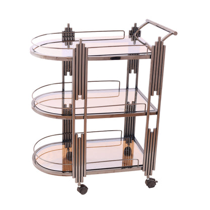 Tea Cart, stainless steel, 76*43×96cm Black PVD - عربيه شاي، استالس ستيل، 76*43×96 سم اسود PVD
