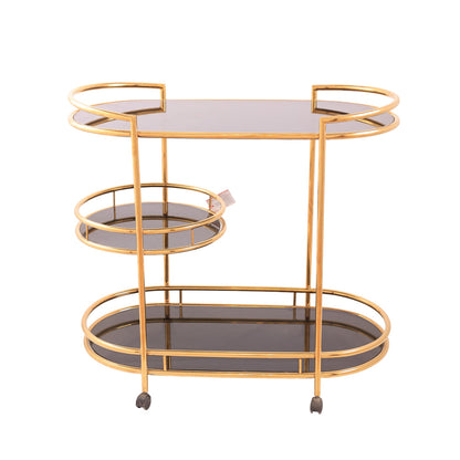 Tea Cart, stainless steel, 90*50×91cm Gold PVD - عربيه شاي، استالس ستيل، 90*50×91 سم دهبي PVD