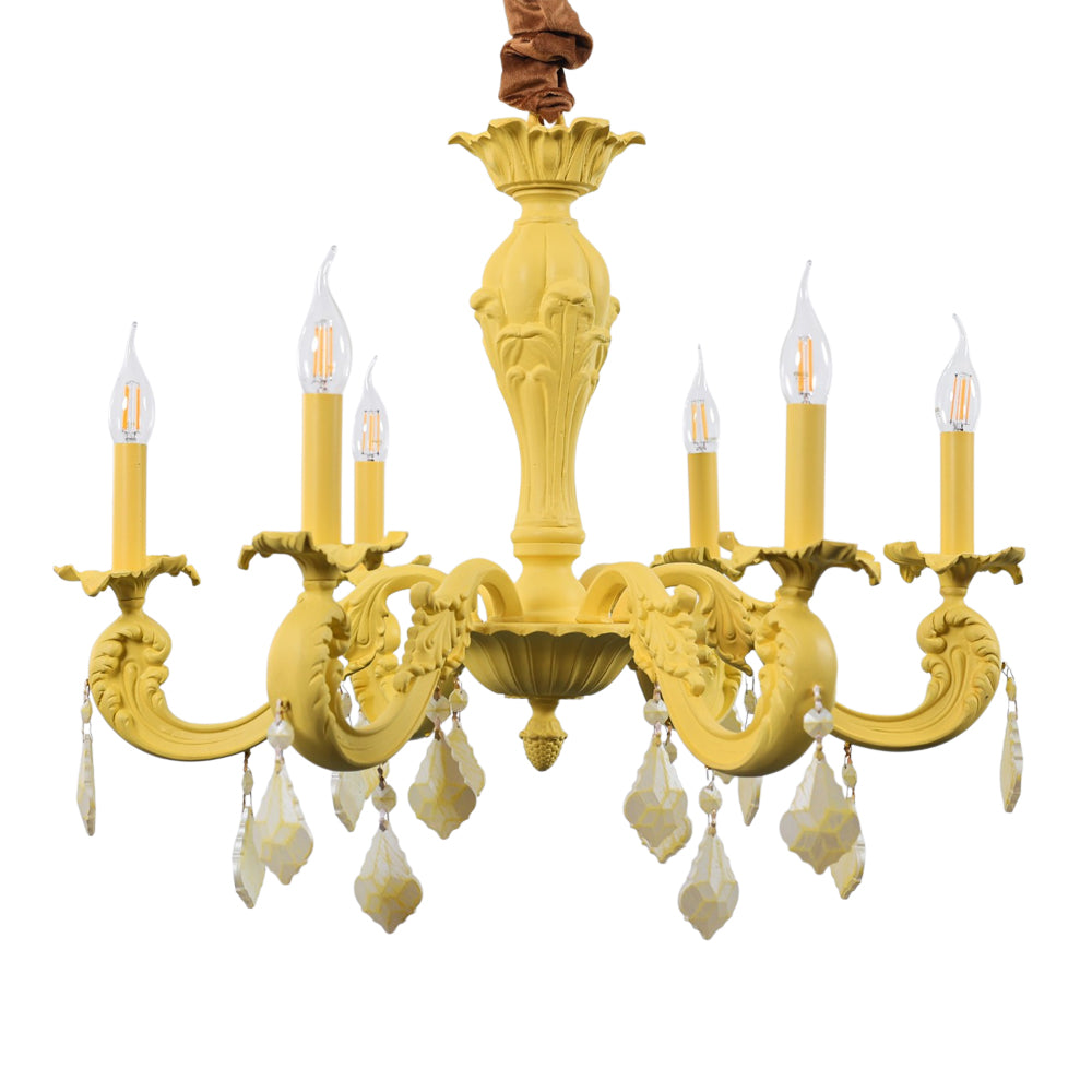 نجفة رويال، 6 لمبة، ألومنيوم، 70×70 سم أصفر - Royal Chandelier, 6 Lights, Aluminum, 70×70cm Yellow