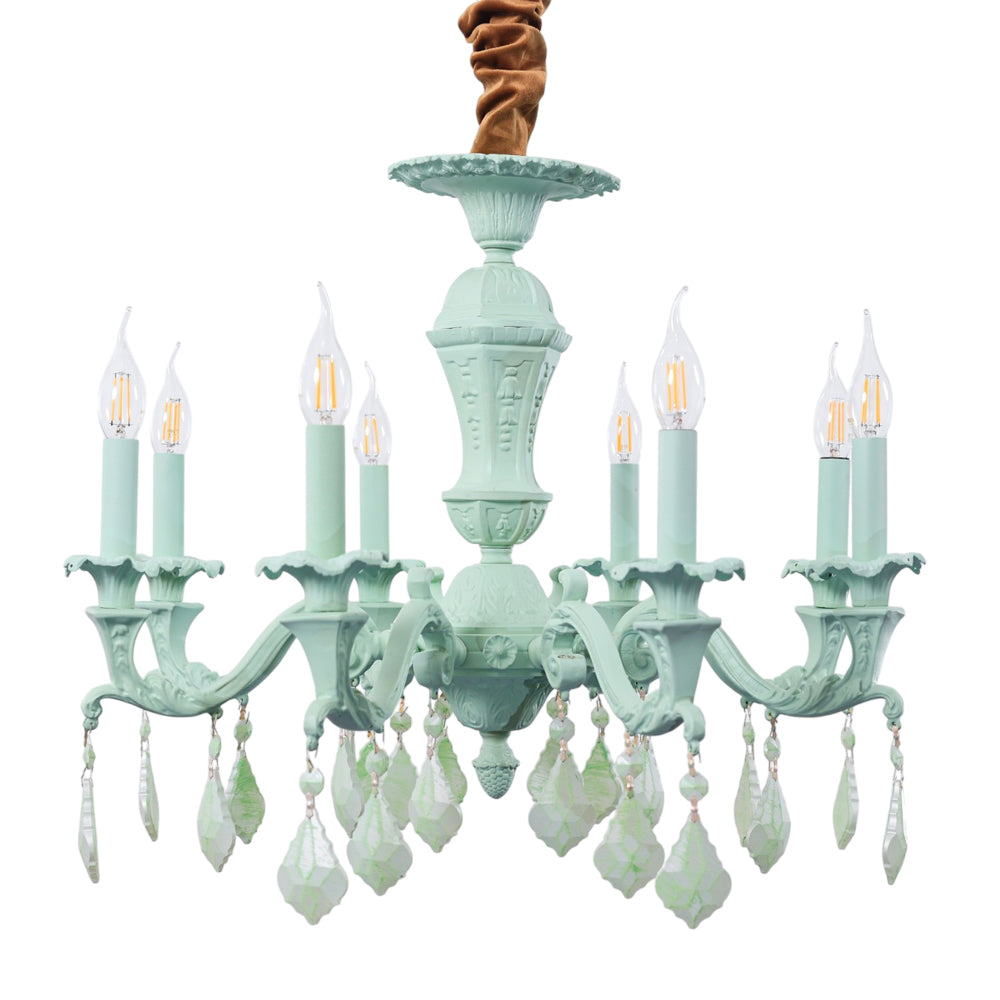 نجفة كراون، 8 لمبة، ألومنيوم، 66×75 سم أخضر - Crown Chandelier, 8 Lights, Aluminum, 66×75cm Green