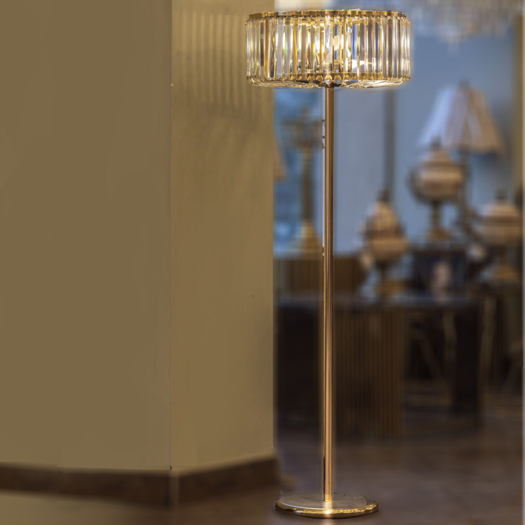 لمبادير، 6 لمبة، معدن، 45 سم سوليتير ذهبي من قنديل مصر - Floor Lamp, 6 Lights, Metal, 45 cm Solitaire Gold|Kandil Egypt