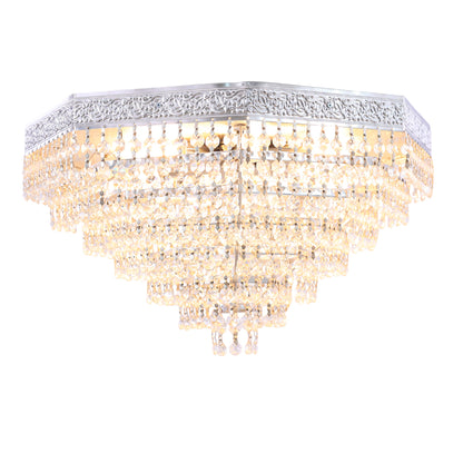 Pyramidal cage Flush Light, 3 Lights, Metal, 35×25cm - Sliver