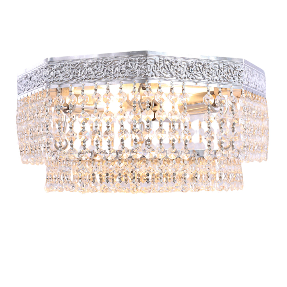 Straight cage Flush Light, 3 Lights, Metal, 33×17cm - Sliver