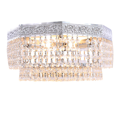 Straight cage Flush Light, 3 Lights, Metal, 33×17cm - Sliver