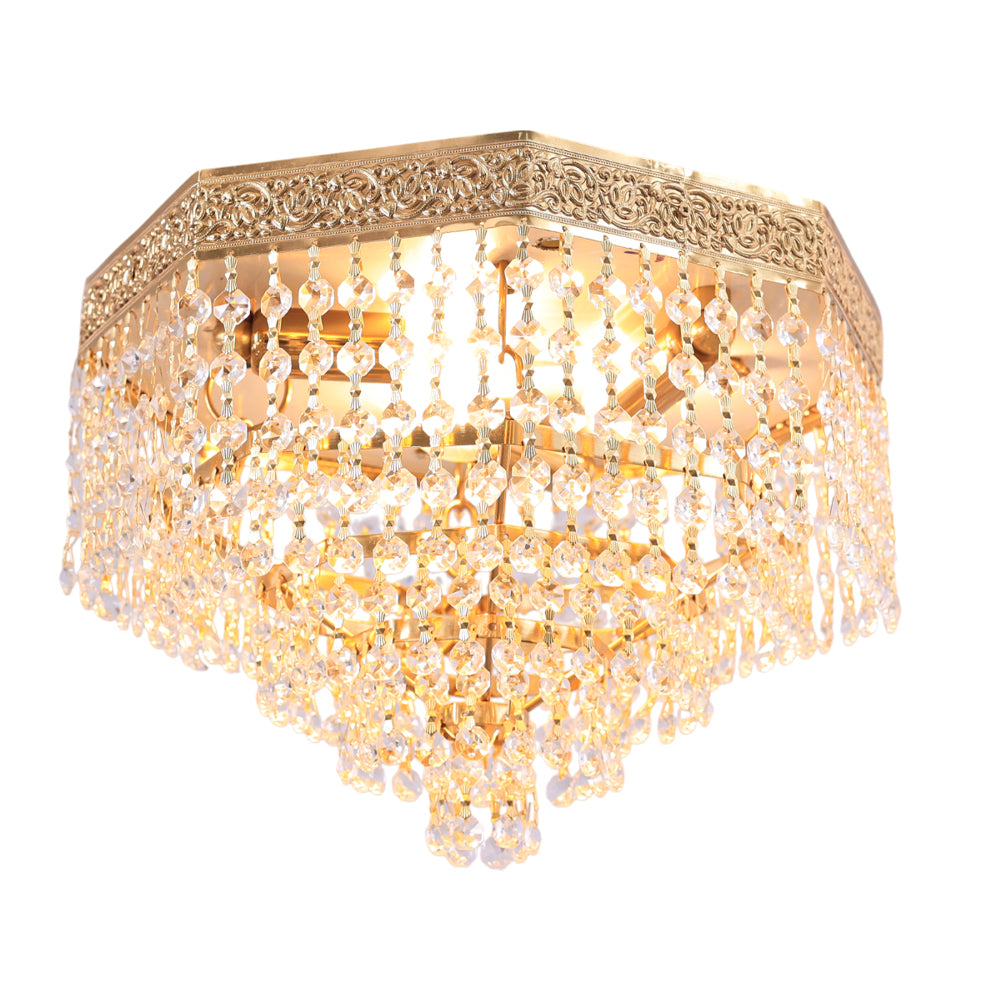 Pyramidal Flush Light, 3 Lights, Metal, 35×22cm - Gold