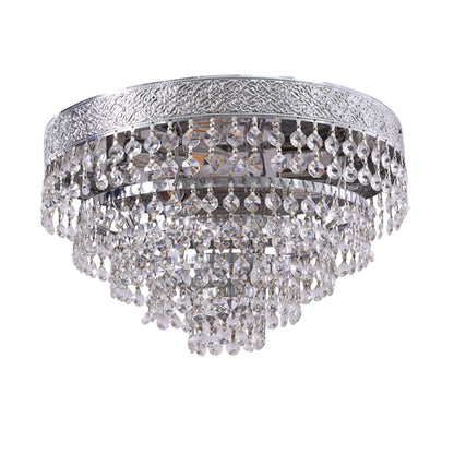 Pyramidal cage Flush Light, 3 Lights, Metal, 35×22cm - Sliver