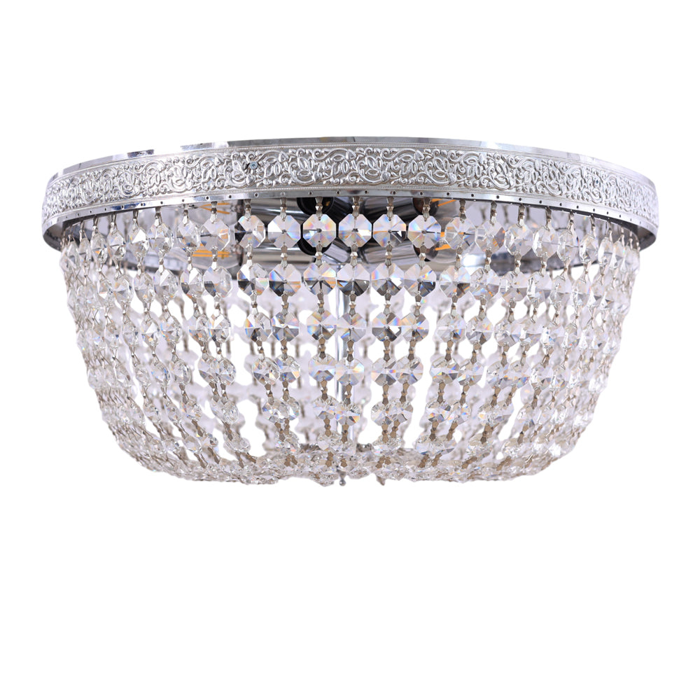 Basket Flush Light, 6 Lights, Metal, 50×25cm - Sliver