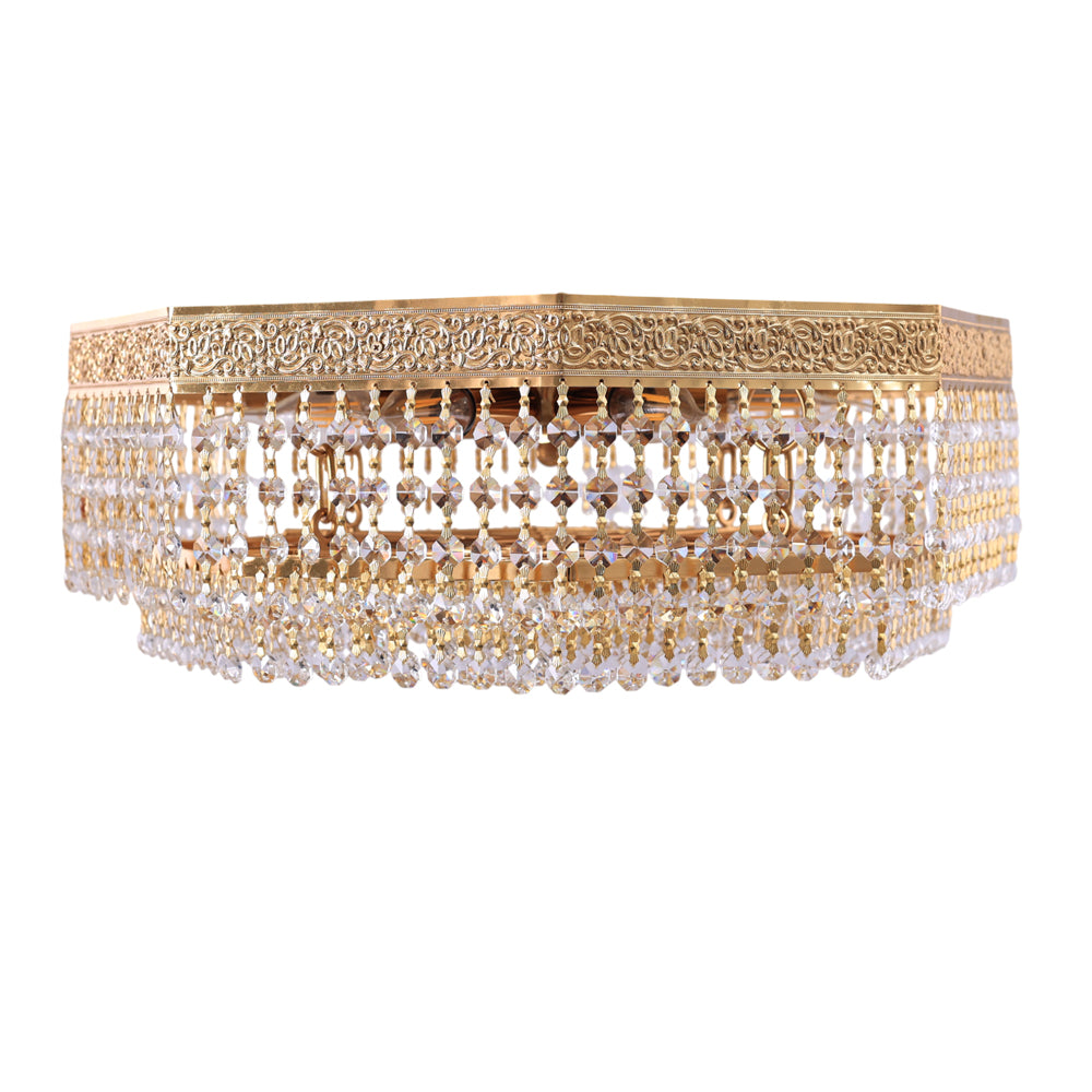 Straight octagonal Flush Light, 6 Lights, Metal, 50×17cm - Gold