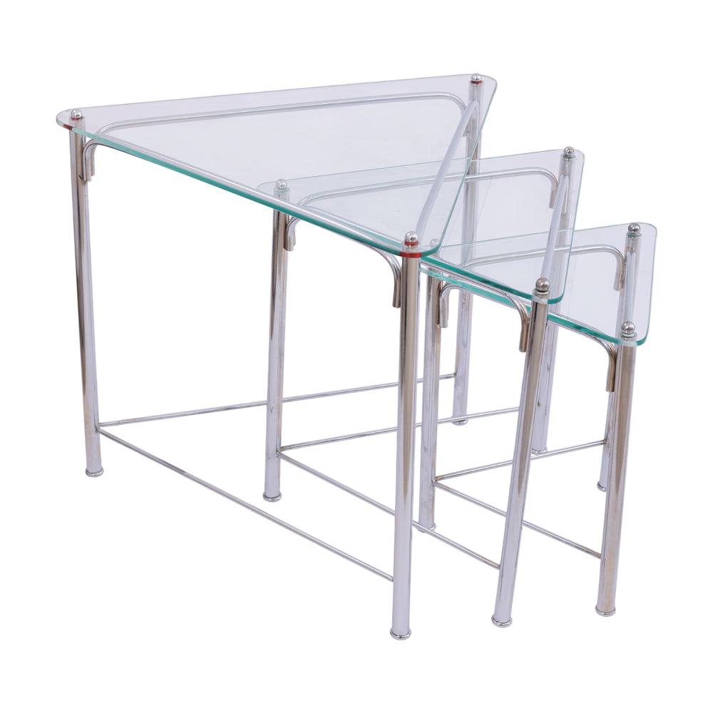 Triangle Table, Metal, 54×56 cm - Silver