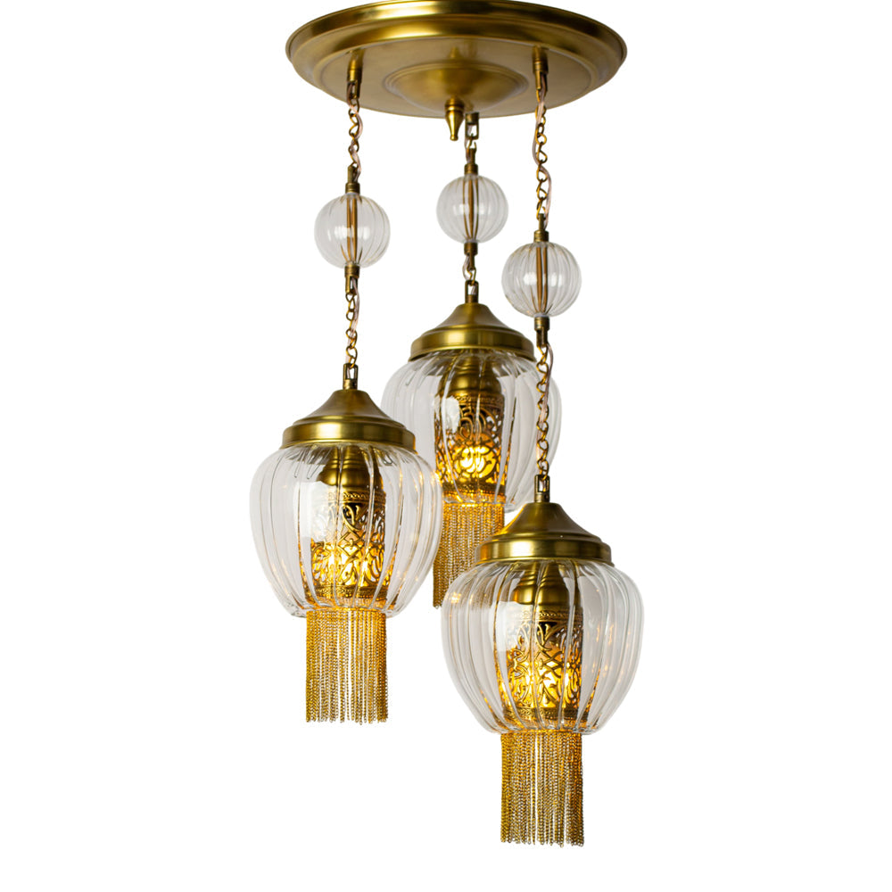 Arabesque Chandelier, 3 Lights, Copper, 32×72cm - Oxide