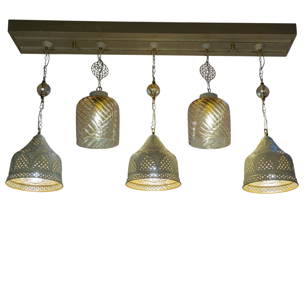 Chandelier, 5 Lights, Copper, 105×60cm - Whitey