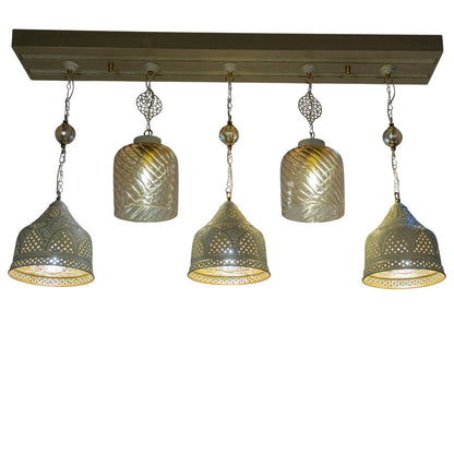 Chandelier, 5 Lights, Copper, 105×60cm - Whitey