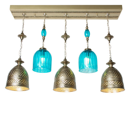 Chandelier, 5 Lights, Copper, 105×73cm - Silver