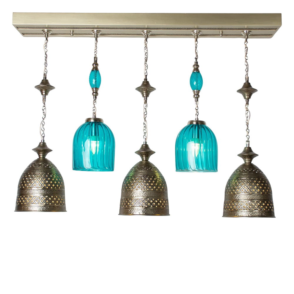 Chandelier, 5 Lights, Copper, 105×73cm - Silver