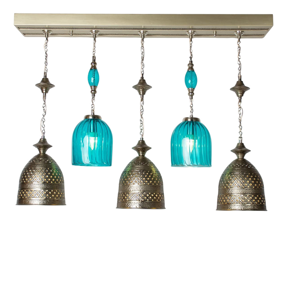 Chandelier, 5 Lights, Copper, 105×73cm - Silver