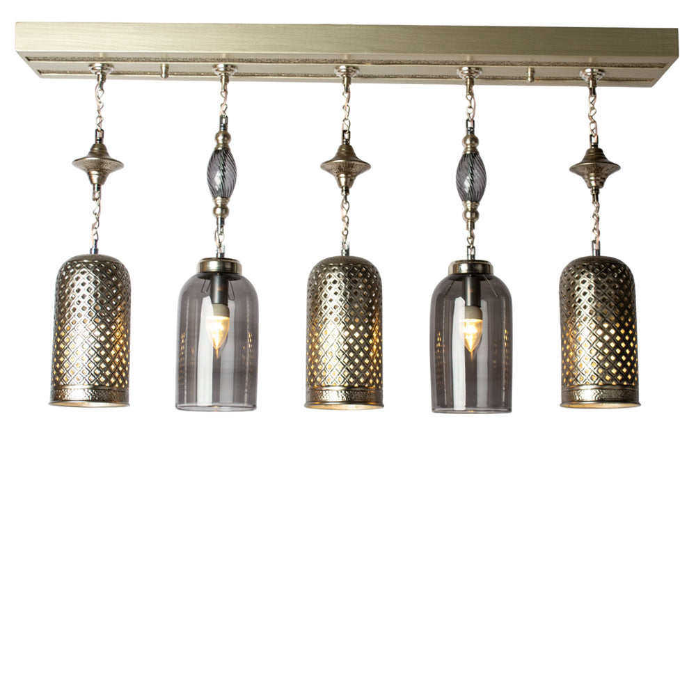 Chandelier, 5 Lights, Metal, 105×50cm - Silver