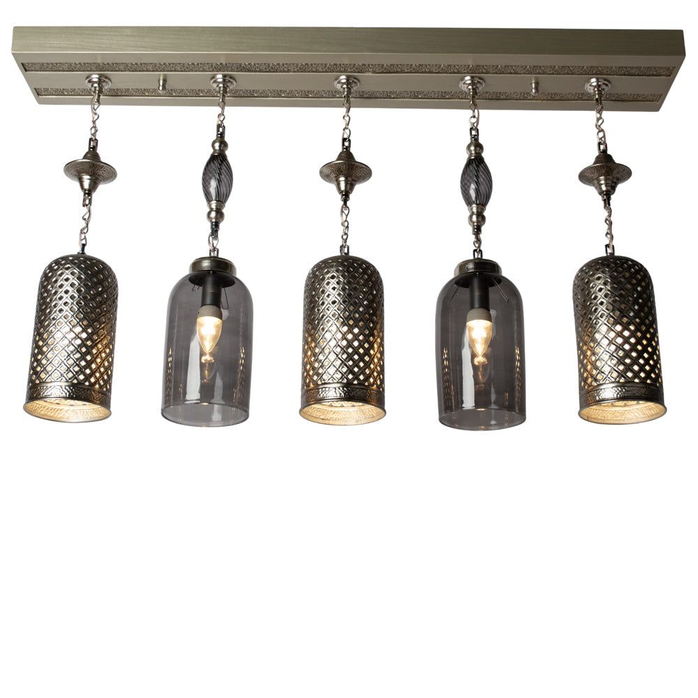 Chandelier, 5 Lights, Metal, 105×50cm - Silver